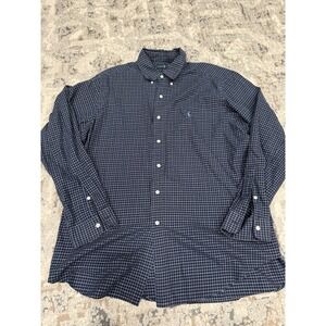 Ralph Lauren Shirt Mens XL Extra Large Blue Classic‎ Fit Window Pane Check